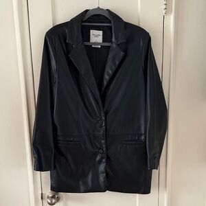 Abercrombie Black Vegan Leather Women's Blazer